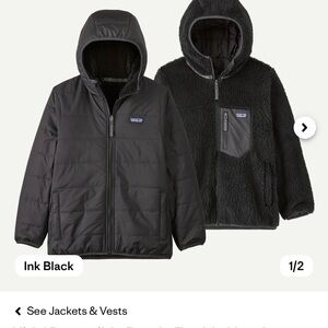 Patagonia Kids Reversible Hooded Puffer Jacket - Ink Black